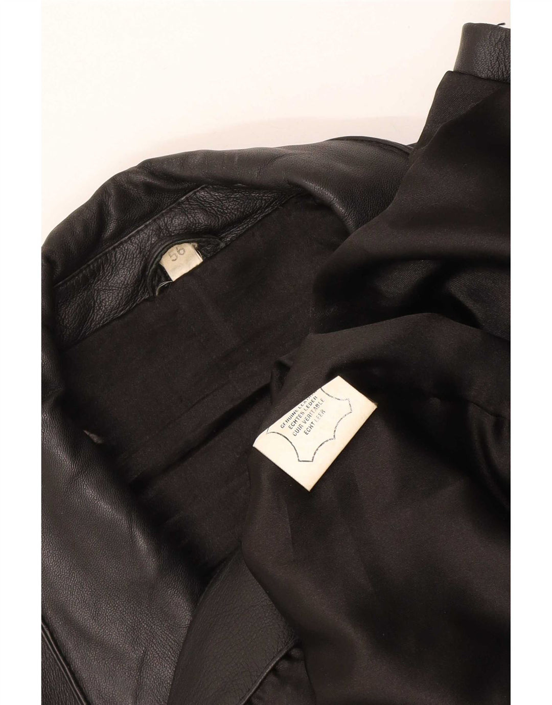 Vintage Mens Leather Jacket EU 56 XL Black