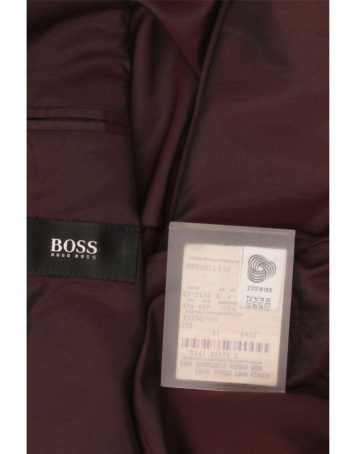 Hugo Boss Mens 3 Button Blazer Jacket EU 51 Large Brown Herringbone