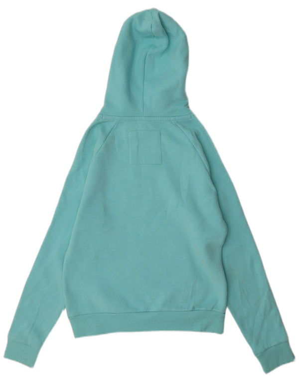 WEIRD FISH Womens Graphic Hoodie Jumper UK 10 Small Turquoise Cotton