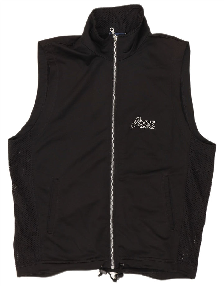 Asics Mens Graphic Sleeveless Tracksuit Top Jacket Large Black
