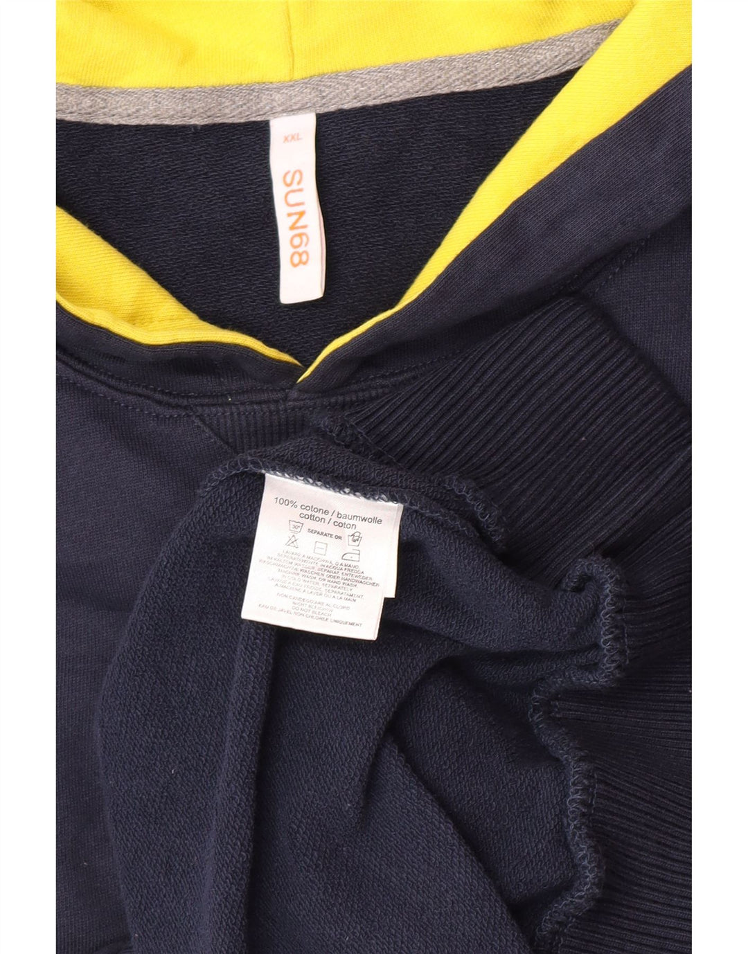 Sun68 Mens Hoodie Jumper 2XL Navy Blue Cotton