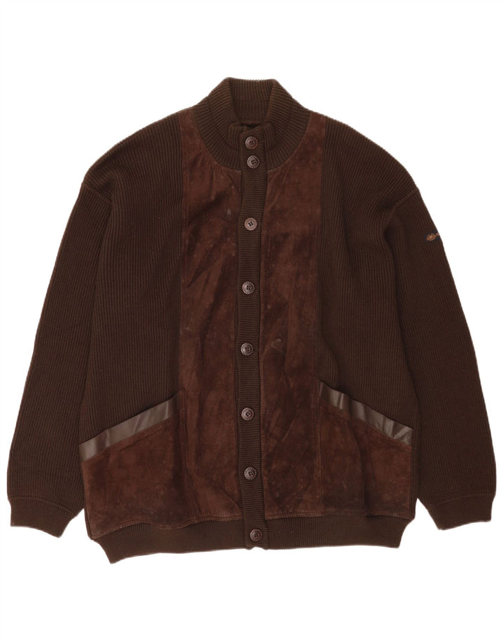 Il Granchio Mens Cardigan Sweater XL Brown Wool