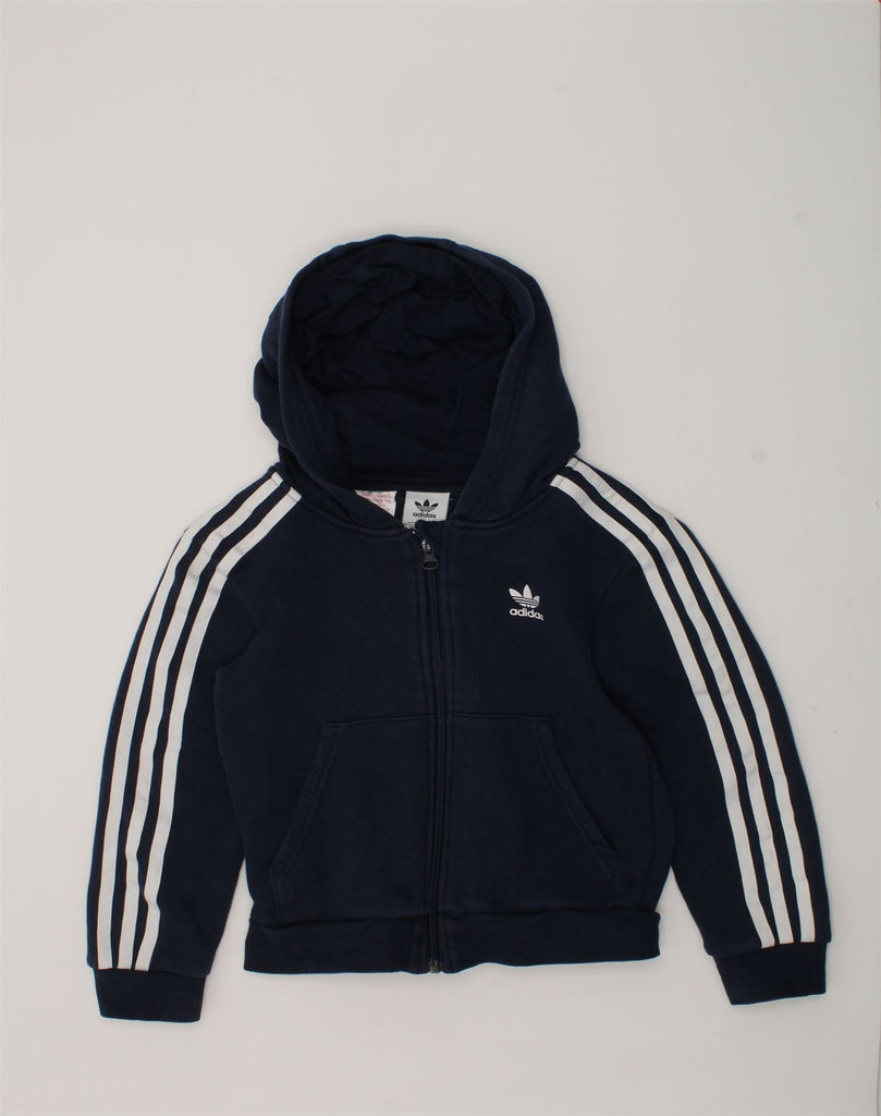 ADIDAS Boys Zip Hoodie Sweater 7-8 Years Navy Blue Cotton | Vintage Adidas | Thrift | Second-Hand Adidas | Used Clothing | Messina Hembry 