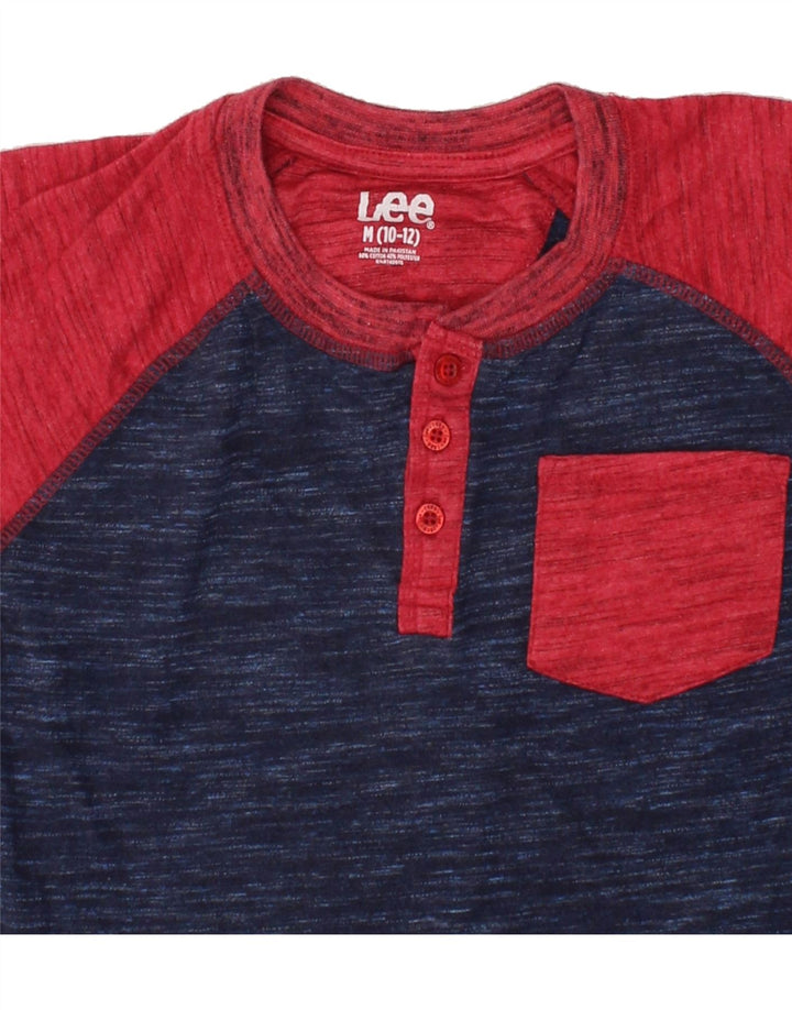 LEE Boys T-Shirt Top 10-11 Years Medium  Navy Blue Colourblock Cotton Vintage Lee and Second-Hand Lee from Messina Hembry 