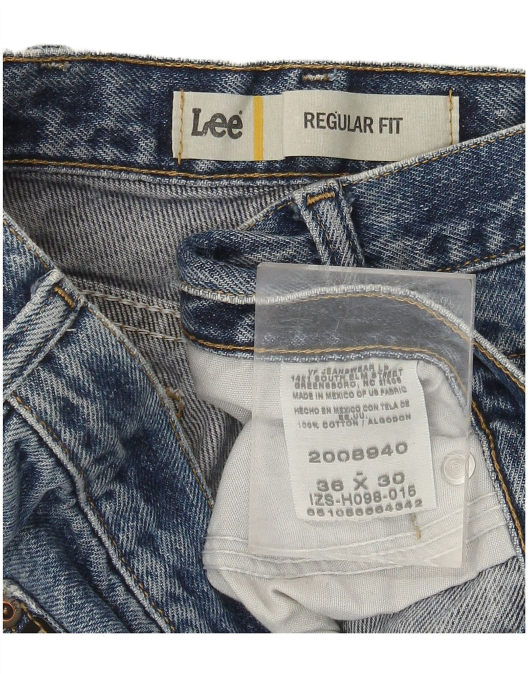 LEE Mens Distressed Straight Jeans W36 L30 Blue Cotton