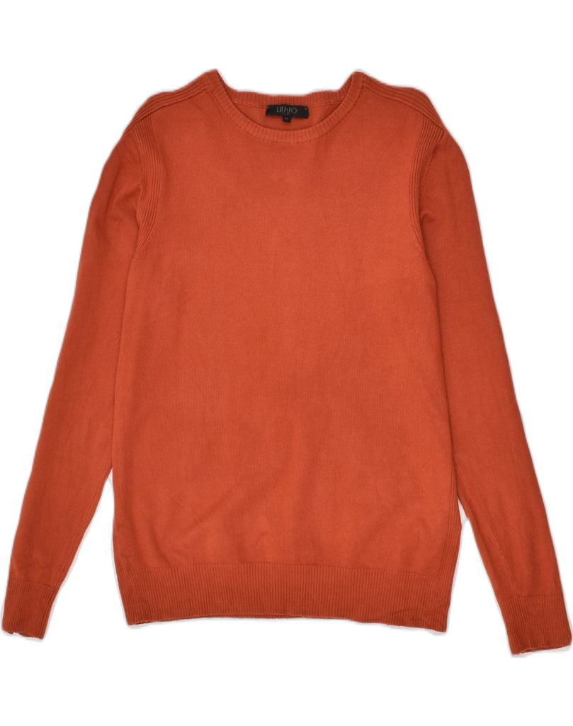 LIU JO Mens Crew Neck Jumper Sweater Medium Orange Viscose | Vintage Liu Jo | Thrift | Second-Hand Liu Jo | Used Clothing | Messina Hembry 