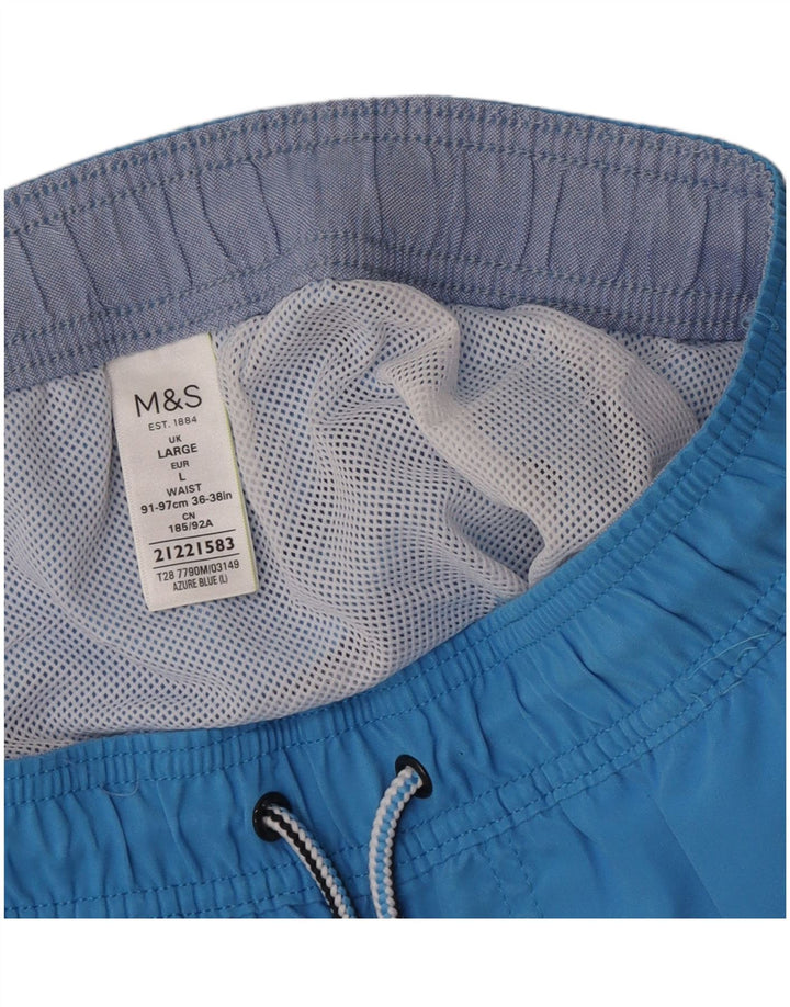 Marks & Spencer Mens Regular Swimming Shorts Large Blue Polyester