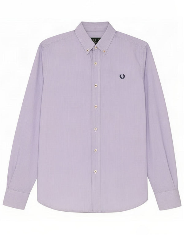 Fred Perry Mens Shirt Small Blue Pinstripe Cotton