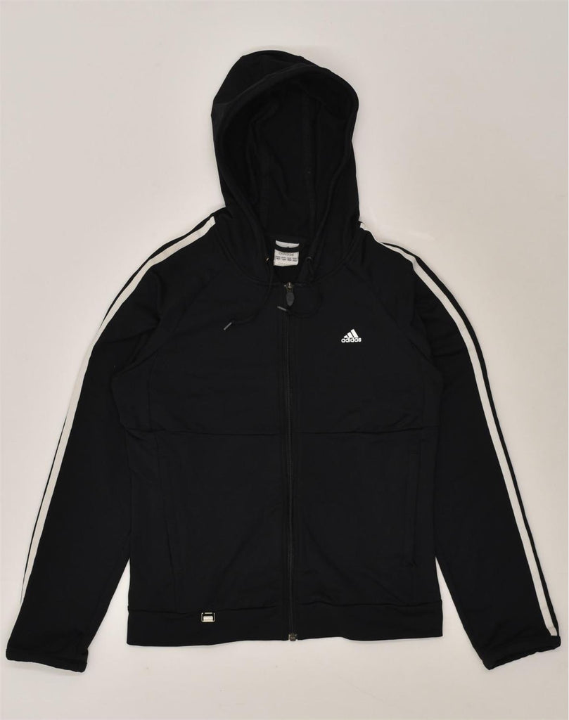 ADIDAS Womens Climalite Hooded Tracksuit Top Jacket UK 12 Medium Black | Vintage Adidas | Thrift | Second-Hand Adidas | Used Clothing | Messina Hembry 