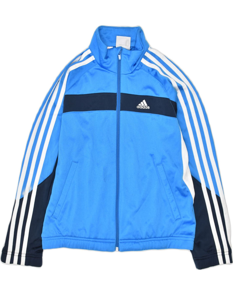 ADIDAS Girls Tracksuit Top Jacket 9-10 Years Blue Colourblock Polyester | Vintage | Thrift | Second-Hand | Used Clothing | Messina Hembry 