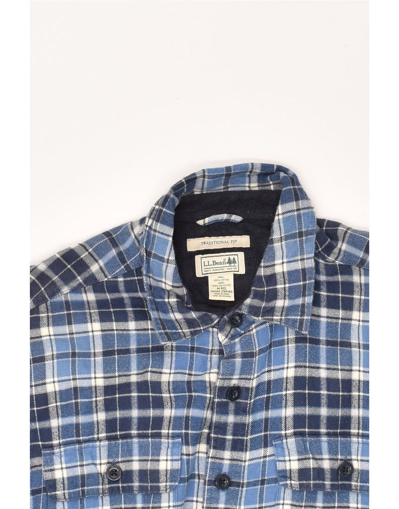 L.L.BEAN Mens Traditional Fit Flannel Shirt Medium Navy Blue Check Cotton | Vintage L.L.Bean | Thrift | Second-Hand L.L.Bean | Used Clothing | Messina Hembry 