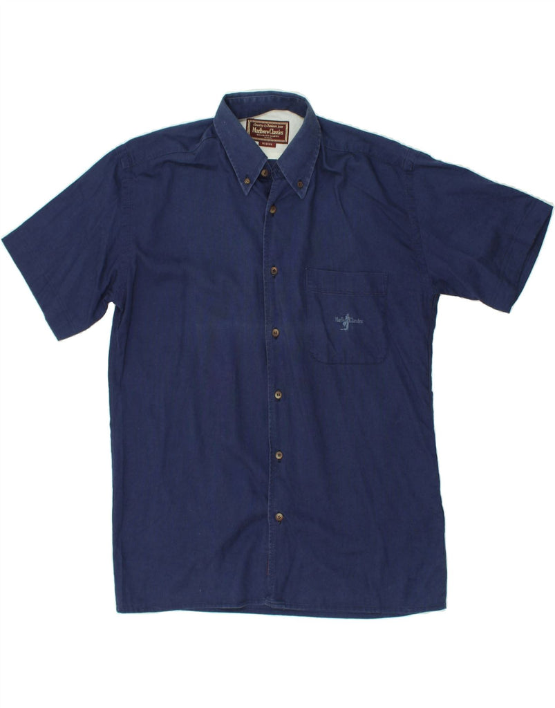 MARLBORO CLASSICS Mens Short Sleeve Shirt Medium Navy Blue Cotton | Vintage Marlboro Classics | Thrift | Second-Hand Marlboro Classics | Used Clothing | Messina Hembry 