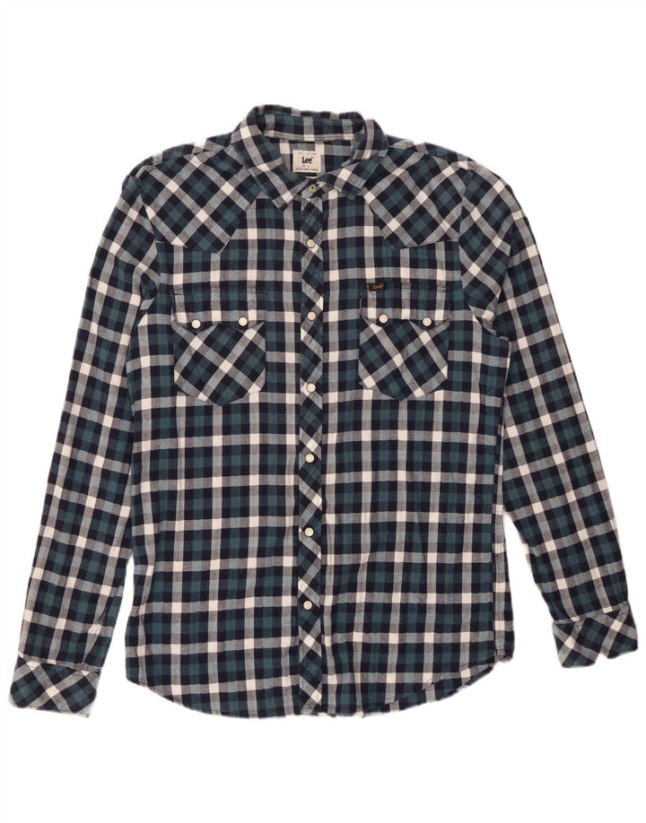 LEE Mens Slim Fit Flannel Shirt Large Multicoloured Check Cotton