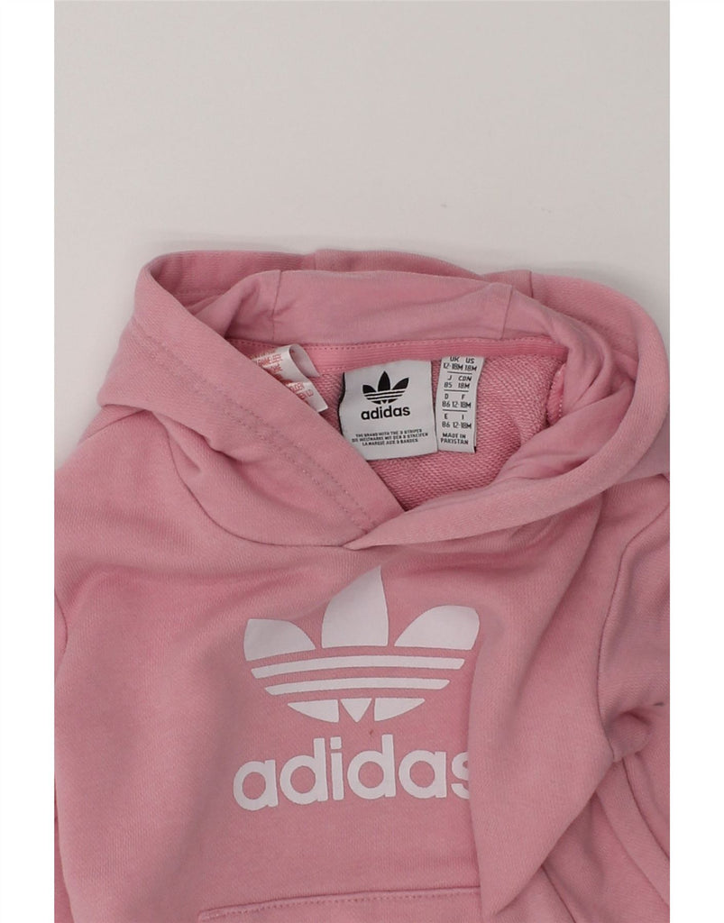 ADIDAS Baby Boys Graphic Hoodie Jumper 12-18 Months Pink Cotton | Vintage Adidas | Thrift | Second-Hand Adidas | Used Clothing | Messina Hembry 