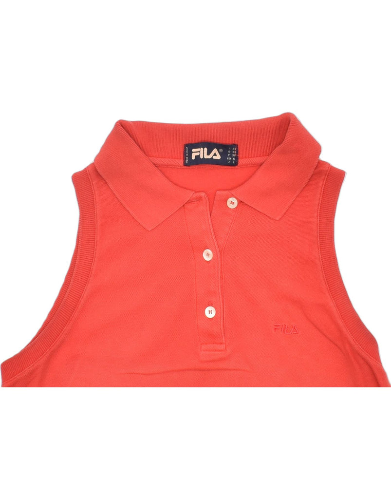 FILA Womens Sleeveless Polo Shirt IT 42 Medium Red Cotton | Vintage | Thrift | Second-Hand | Used Clothing | Messina Hembry 