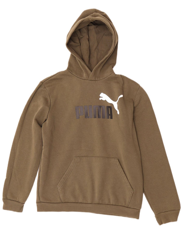 Puma Boys Graphic Hoodie Jumper 15-16 Years Khaki Cotton