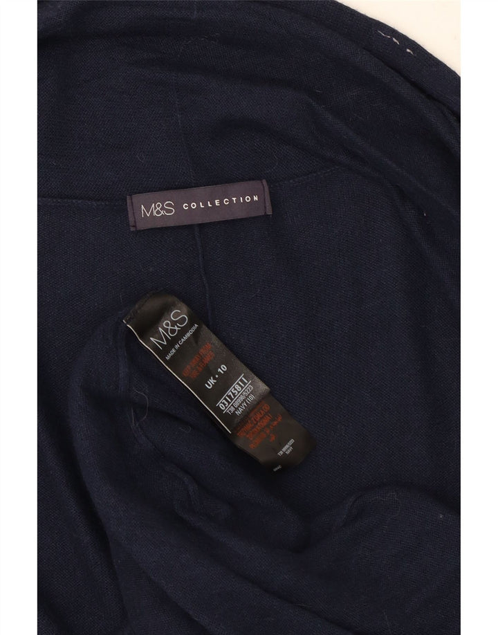 Marks & Spencer Womens Longline Open Cardigan Sweater UK 10 Small Navy Blue