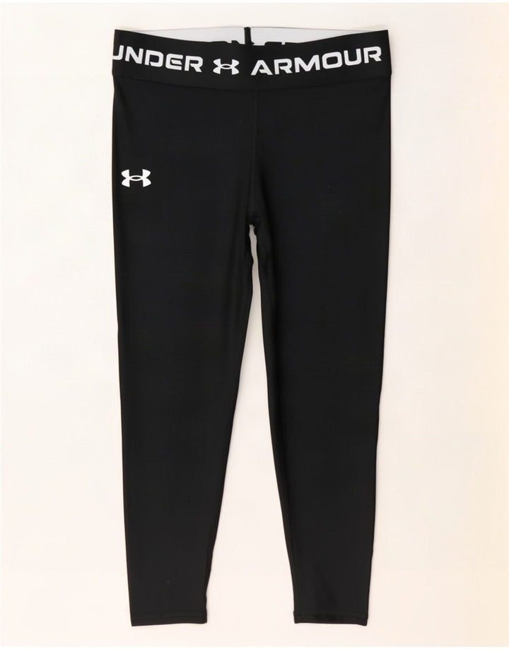 Under Armour Girls Graphic Leggings 11-12 Years Large Black Polyester