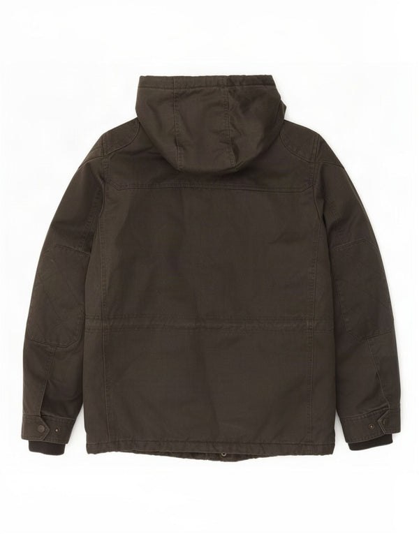 Fat Face Mens Hooded Utility Jacket UK 38 Medium Khaki Cotton