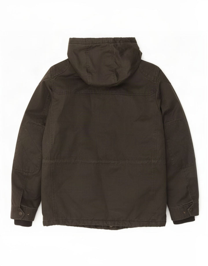 Fat Face Mens Hooded Utility Jacket UK 38 Medium Khaki Cotton