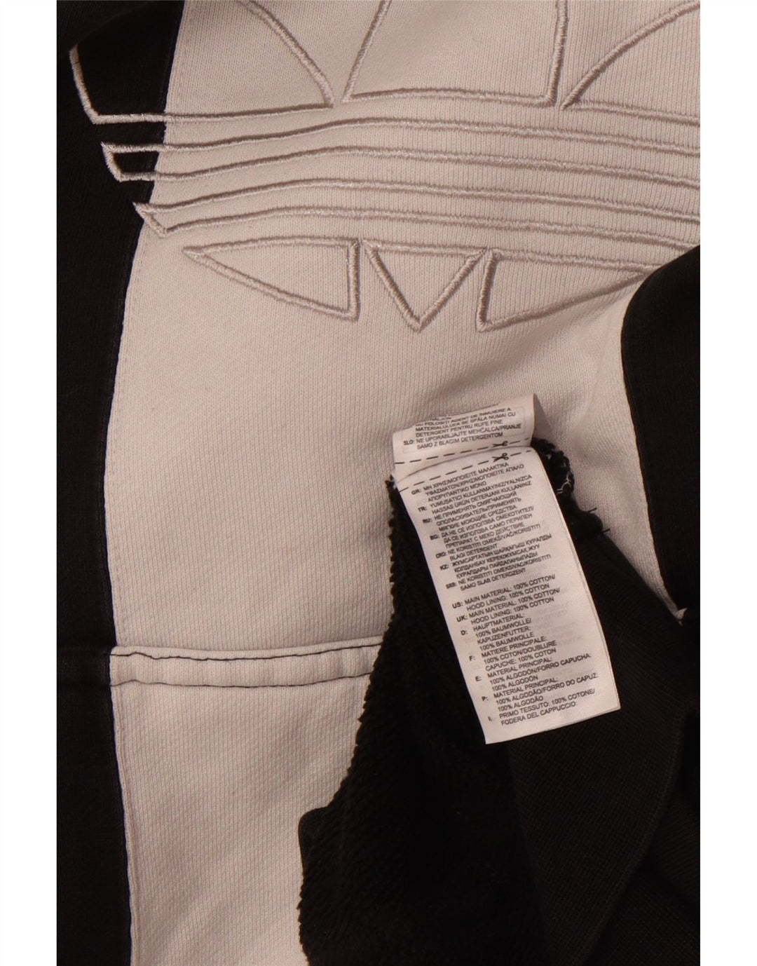 ADIDAS Mens Graphic Hoodie Jumper Large Black Colourblock Cotton