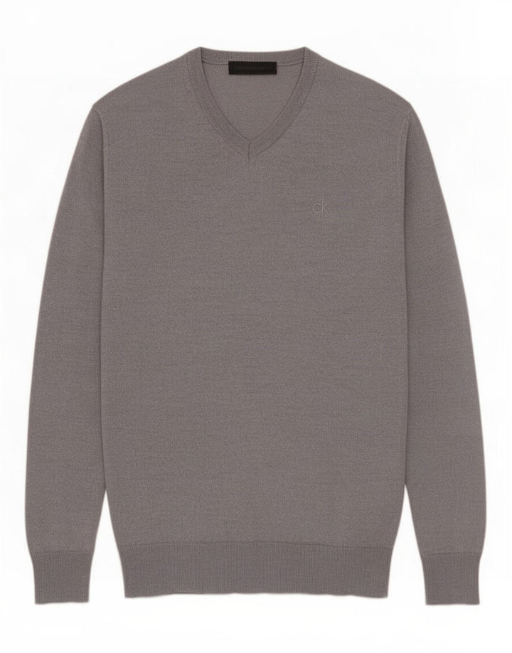 Calvin Klein Jeans Mens V-Neck Jumper Sweater 2XL Grey