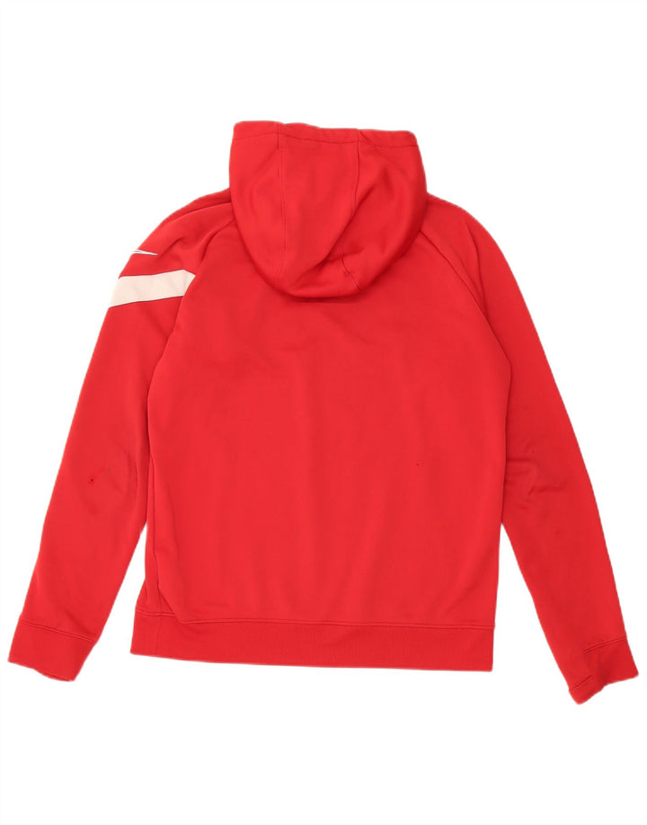 Nike Boys Dri Fit Hoodie Jumper 12-13 Years Large Red Polyester
