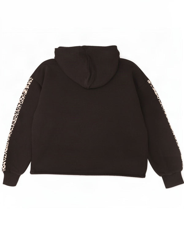 Puma Womens Oversized Hoodie Jumper UK 10 Small Black Animal Print