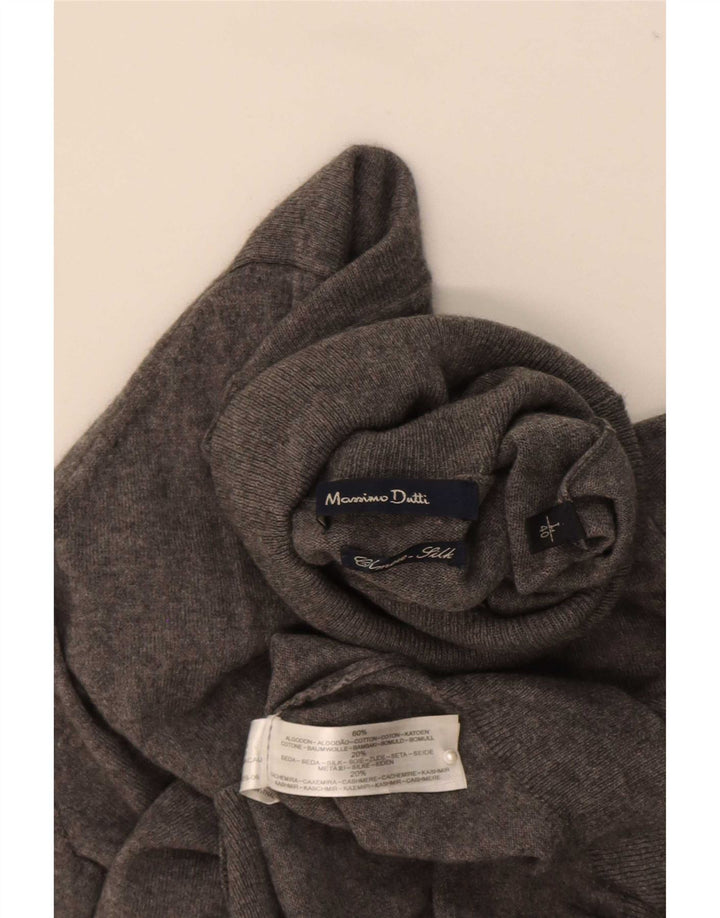 Massimo Dutti Womens Roll Neck Jumper Sweater UK 16 Large Grey Cotton
