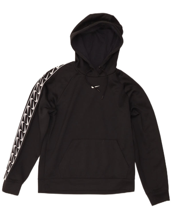 Nike Womens Graphic Oversized Hoodie Jumper UK 6 XS Black Polyester