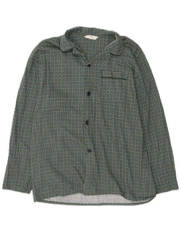 Marks & Spencer Mens Shirt Large Green Geometric Cotton
