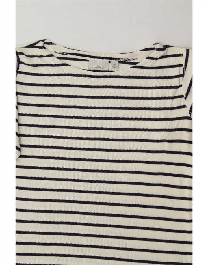 L.L.BEAN Womens Top 3/4 Sleeve UK 16 Large White Striped Vintage L.L.Bean and Second-Hand L.L.Bean from Messina Hembry 