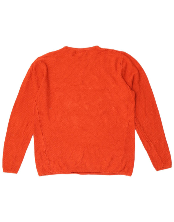 Zara Mens Crew Neck Jumper Sweater Small Orange Viscose