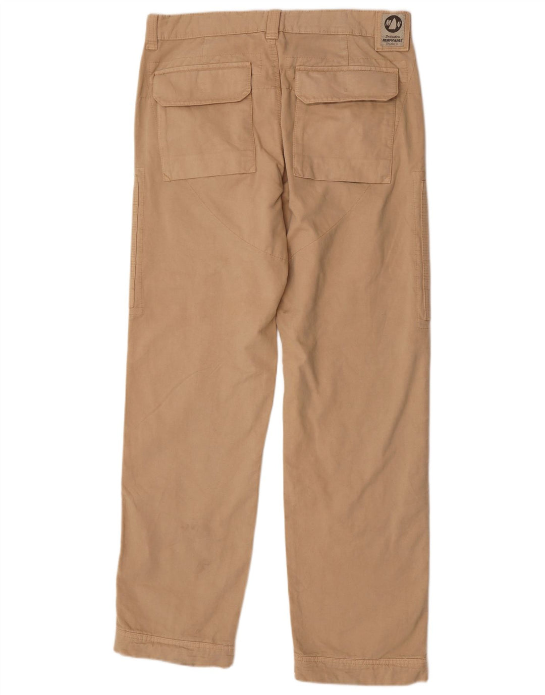 Murphy & Nye Mens Straight Cargo Trousers W36 L34 Beige Cotton