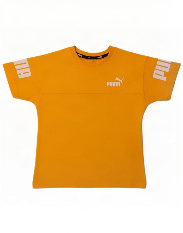 Puma Boys Graphic T-Shirt Top 7-8 Years Yellow Cotton
