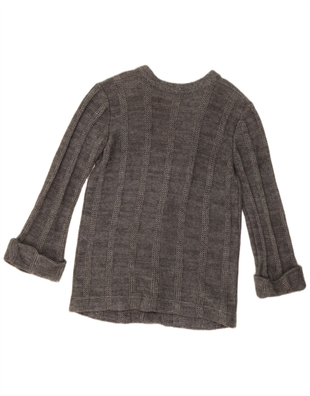 Vintage Womens Cardigan Sweater UK 14 Large Grey Striped