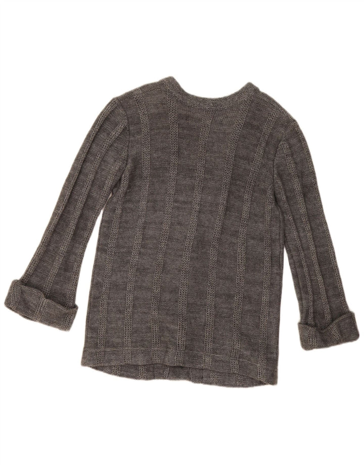 Vintage Womens Cardigan Sweater UK 14 Large Grey Striped