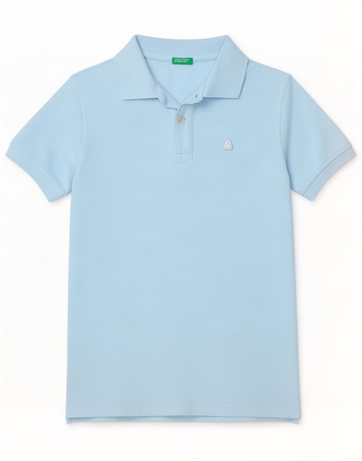 Benetton Boys Polo Shirt 8-9 Years Large Blue Cotton