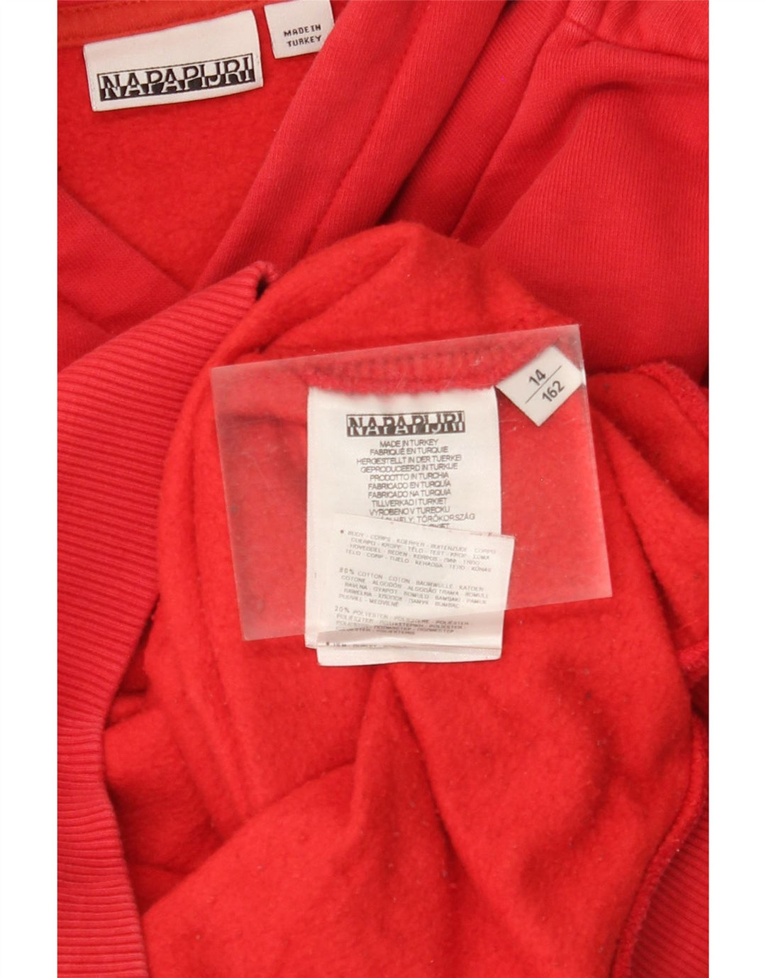 NAPAPIJRI Boys Graphic Hoodie Jumper 13-14 Years Red Cotton