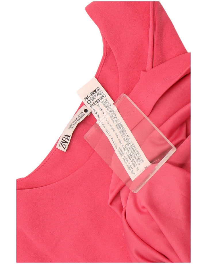 Zara Womens Sleeveless Sheath Dress UK 12 Medium Pink Polyester
