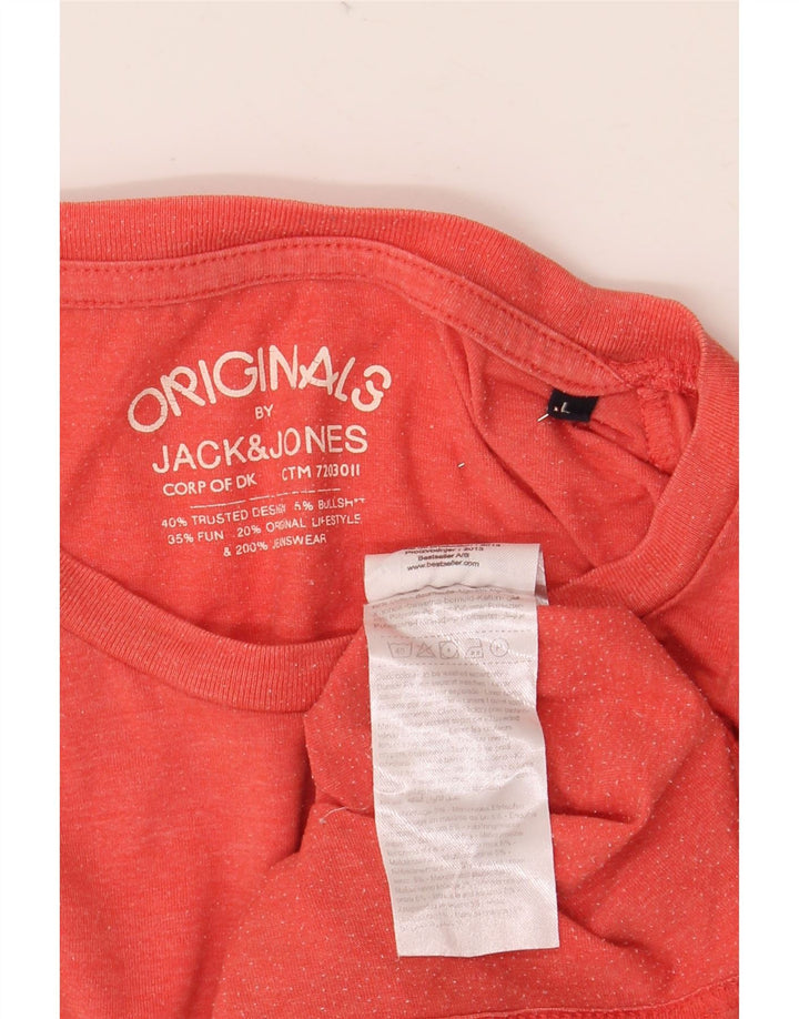 JACK & JONES Mens Graphic T-Shirt Top Large Red Cotton