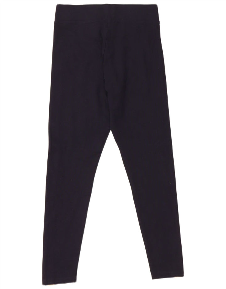 MARKS & SPENCER Womens Leggings UK 12 Medium Navy Blue Colourblock Viscose