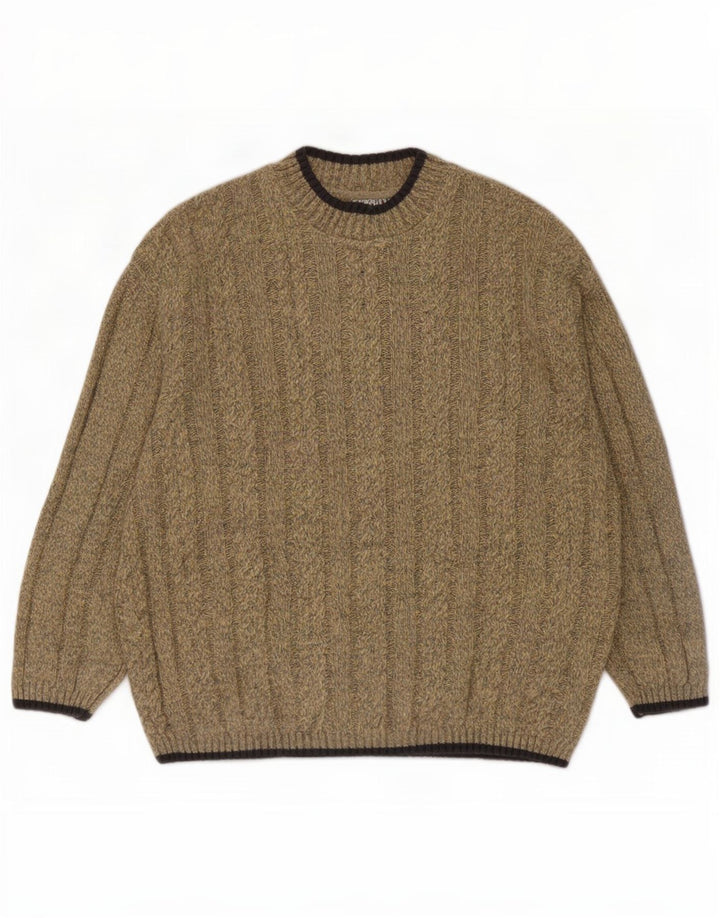 Vintage Mens Turtle Neck Jumper Sweater Small Beige Polyacrylic