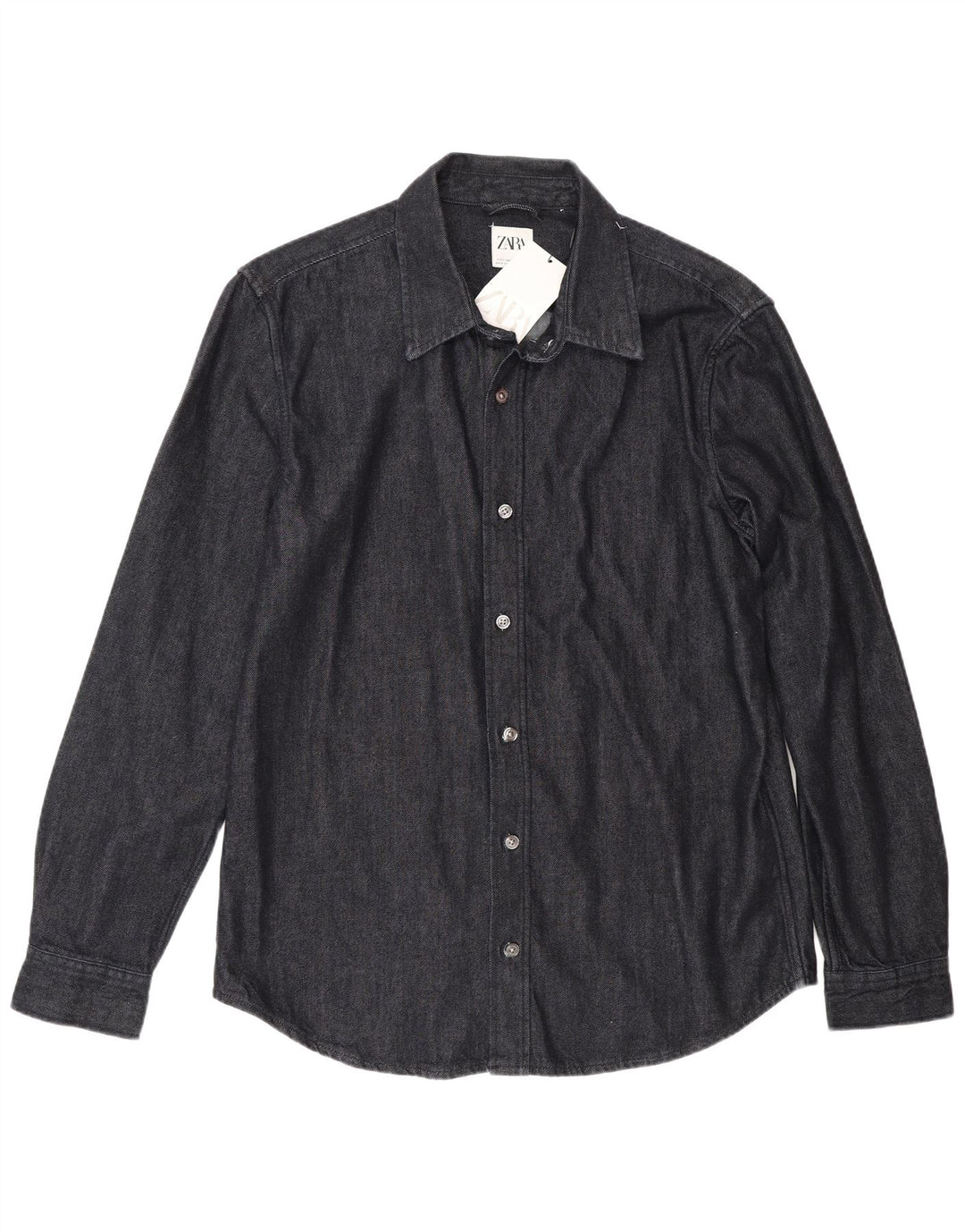 Zara Mens Denim Shirt Large Navy Blue Cotton