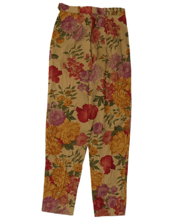 Jantzen Womens Tapered Casual Trousers IT 42 Medium W26 L28 Beige Floral
