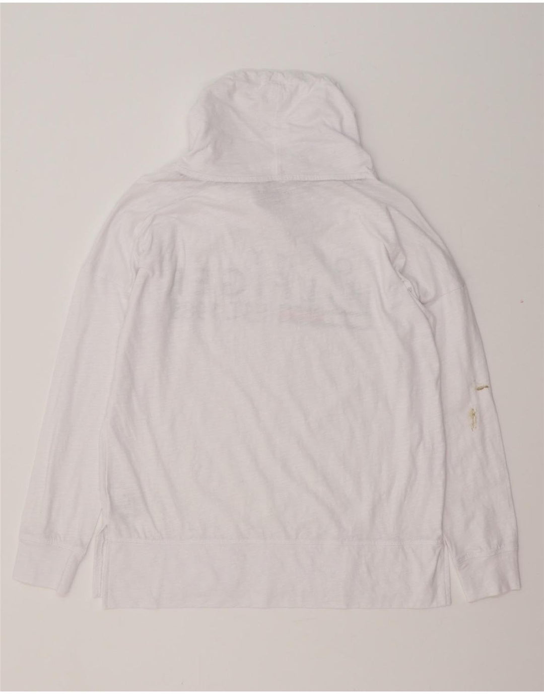 TOMMY HILFIGER Womens Oversized Graphic Top Long Sleeve UK 10 Small White