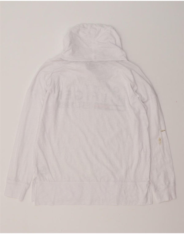 TOMMY HILFIGER Womens Oversized Graphic Top Long Sleeve UK 10 Small White