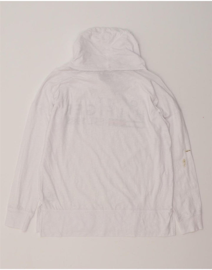 TOMMY HILFIGER Womens Oversized Graphic Top Long Sleeve UK 10 Small White