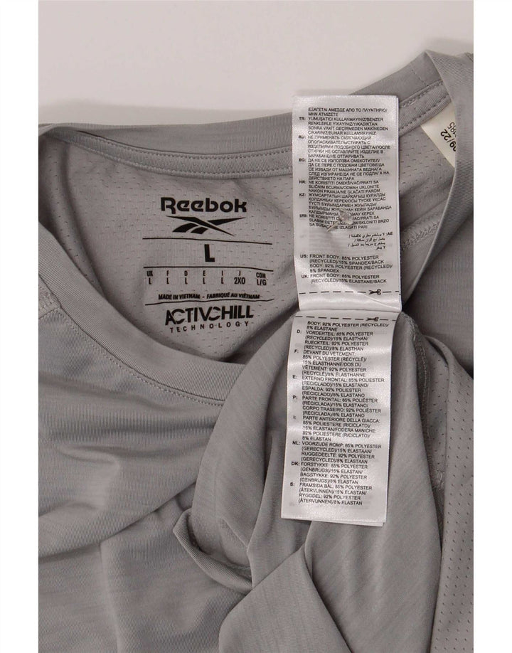Reebok Mens T-Shirt Top Large Grey Polyester