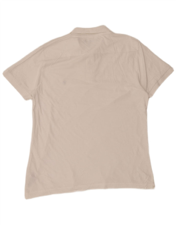 French Connection Mens Polo Shirt Large Off White Cotton